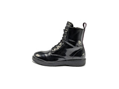 Tommy Hilfiger Bootie Seven Black Glittered Faux Patent Ankle Boots