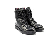 Tommy Hilfiger Bootie Seven Black Glittered Faux Patent Ankle Boots