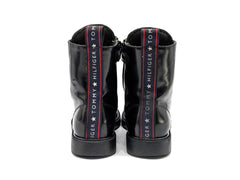 Tommy Hilfiger Bootie Seven Black Glittered Faux Patent Ankle Boots