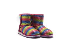 girls rainbow sequin boots