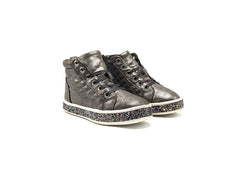 Steve Madden Silver Metallic JCarlson Side Zip High Top Sneaker Glitter